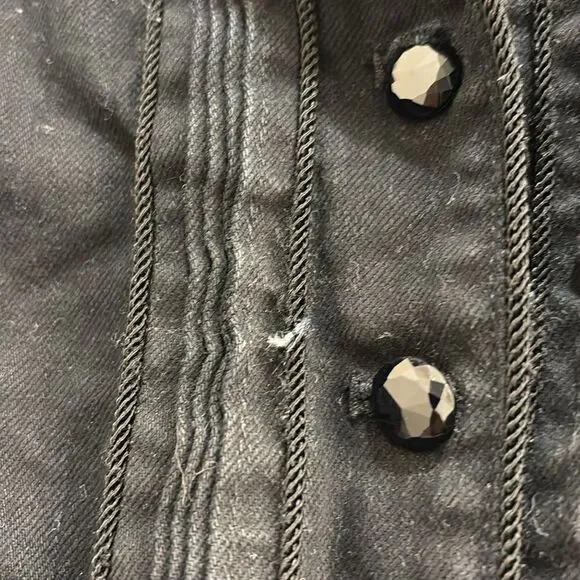 Ralph Lauren black denim woman's jacket w velvet at the collar/sparkly buttons - Picture 5 of 16